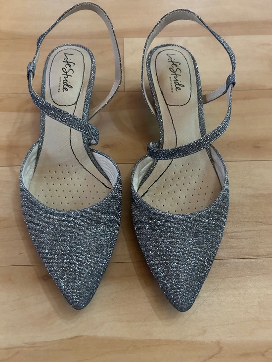 Life Stride Shoes - Life Stride Silver Sparkle Evening Shoes Size 8